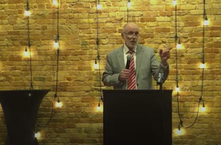 2024 American Solidarity Party presidential nominee Peter Sonski speaks at the party's 2023 National Convention in Plano, Texas.