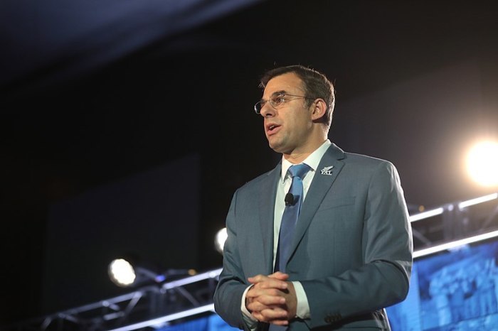 Former U.S. Congressman Justin Amash, R-Mich., speaks with attendees at the 2019 Young Americans for Liberty Convention at the Best Western Premier Detroit Southfield Hotel in Detroit, Michigan. 