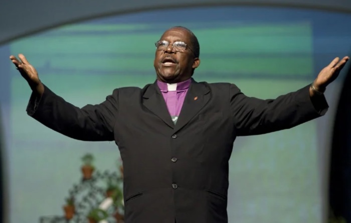 Bishop João Somane Machado of Mozambique preaches at a morning worship service during the United Methodist Church General Conference on April 25, 2008.