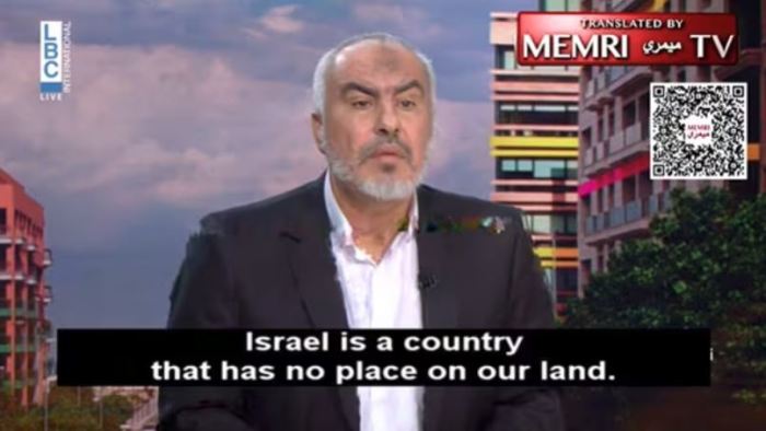 A screenshot of a Lebanese TV broadcast shows Hamas senior official Ghazi Hamad during an Oct. 24 segment.