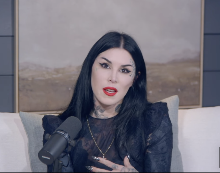 Celebrity tattoo artist Kat Von D discusses her testimony of coming to faith in Christ with Allie Beth Stuckey on her “Relatable” podcast on November 6, 2023. 