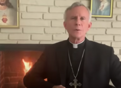 Bishop Joseph Strickland speaks after the Vatican dismissed him from his role leading the Roman Catholic Diocese of Tyler, Texas, on Nov. 11, 2023. 