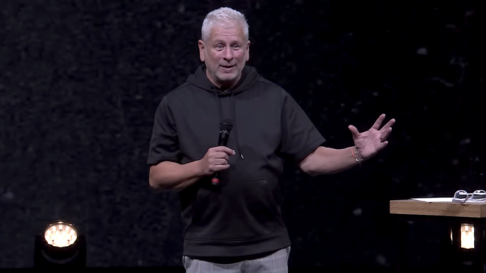 Pastor Louie Giglio preaches at The Porch at Watermark Community Church of Dallas, Texas on Tuesday, Nov. 8, 2023.
