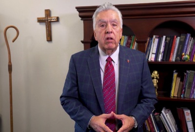 United Methodist Church Bishop Ruben Saenz Jr. discussing plan to unify the Central Texas Conference, North Texas Conference and Northwest Texas Conference into one regional body in a video uploaded on Nov. 10, 2023. 
