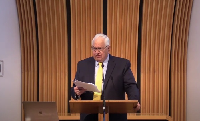 Gordon Conwell Theological Seminary President Emeritus Walker Kaiser giving a lecture in 2018. 