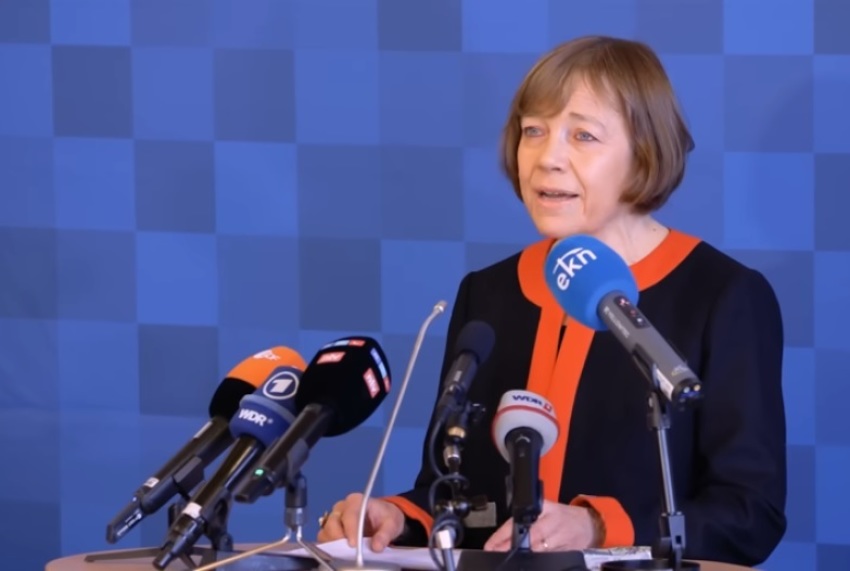 Annette Kurschus speaks at a press conference on Nov. 20, 2023.