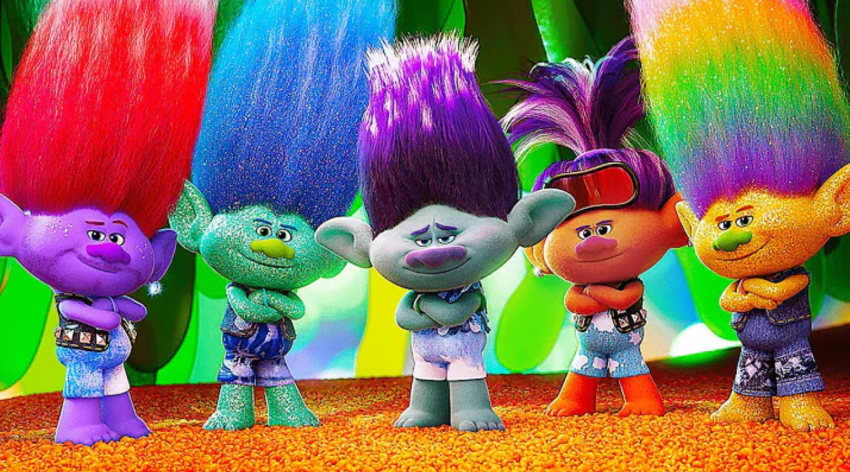 A screenshot of members of boy band NSYNC, who make a cameo in the latest "Trolls" movie.