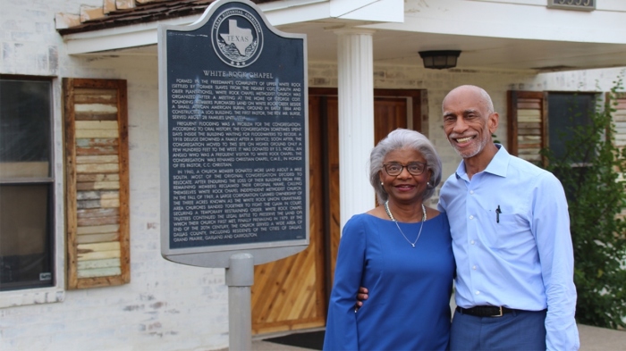 Don (R) and Wanda (L) Wesson purchased the White Rock Chapel property five years ago with the intention of preserving it and opening it up to the community.