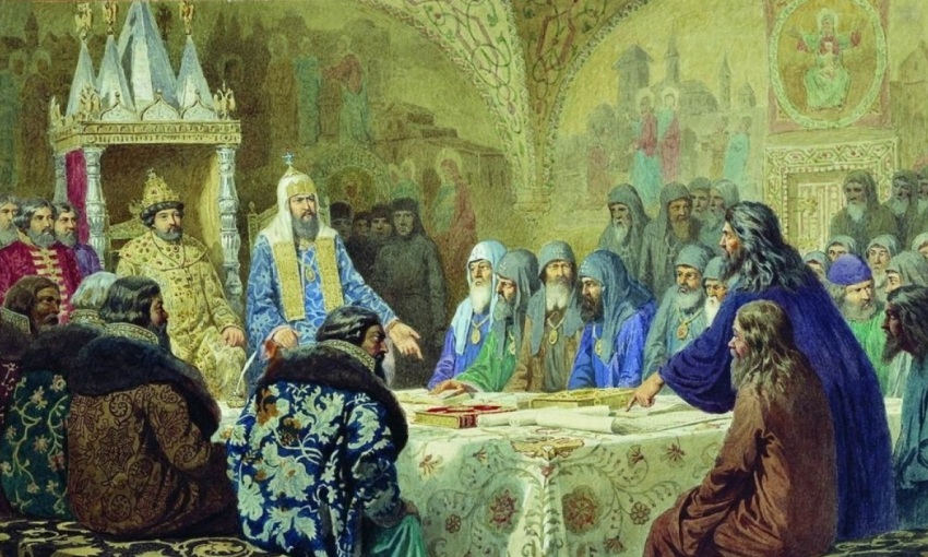 Russian Orthodox Patriarch Nikon (1605-1681) overseeing revisions to the practices of the Church.