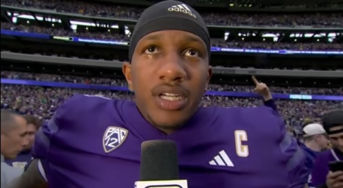 Quarterback Michael Penix Jr. speaks with ESPN's Holly Rowe after the University of Washington's victory over Oregon on Oct. 14, 2023. | YouTube/ESPN College Football