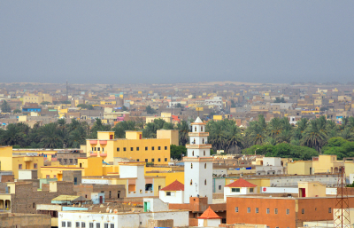 Buildings litter the skyline of Nouakchott, Mauritania.