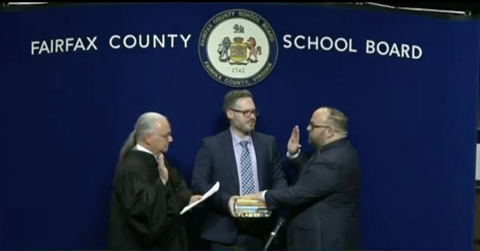 Karl Frisch, a member of the Fairfax County School Board in Virginia, was sworn in earlier this week on a stack of pornographic books.