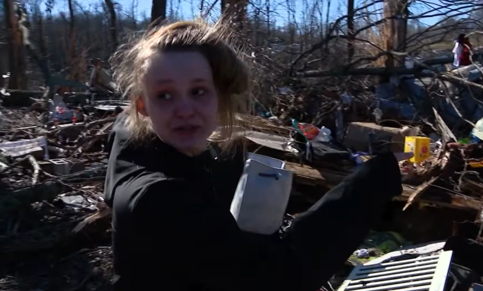 Sydney Moore, 22, of Clarksville, Tenn., recalls how a tornado swept through her home on Dec. 9, 2023.