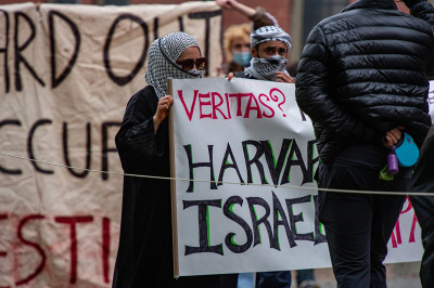 Students gather in Harvard Yard to protest against Israel on October 14, 2023, in Cambridge, Massachusetts.