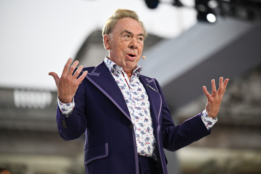 Andrew Lloyd Webber onstage during the Platinum Party at the Palace in front of Buckingham Palace on June 04, 2022, in London, England. The Platinum Jubilee of Elizabeth II is being celebrated from June 2 to June 5, 2022, in the U.K. and Commonwealth to mark the 70th anniversary of the accession of Queen Elizabeth II on 6 February 1952.