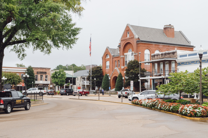 The quaint downtown of Oxford, Mississippi. 