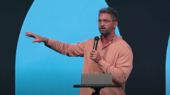 Pastor Steven Flockhart of 901 Church in Millington, Tennessee, preaches a sermon in August 2023.