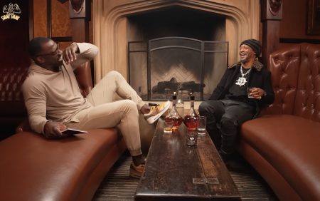 Actor and comedian Katt Williams (R) during a viral appearance Club Shay Shay hosted by former NFL player Shannon Sharpe (L). 