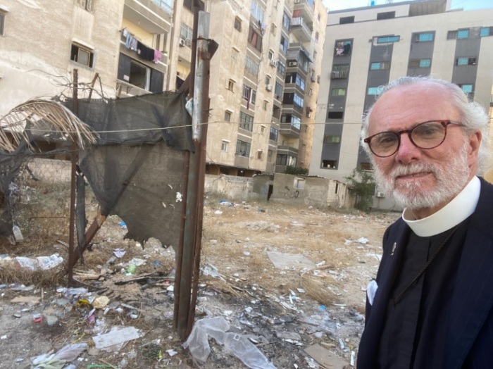 Pastor William Devlin poses for a photo in Gaza City, Gaza, Rimel section, on July 1, 2023.