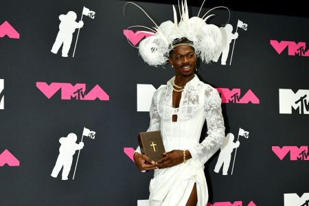 Lil Nas X poses in the press room at the 2023 MTV Video Music Awards at Prudential Center on September 12, 2023, in Newark, New Jersey.