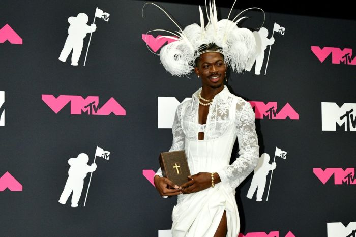Lil Nas X poses in the press room at the 2023 MTV Video Music Awards at Prudential Center on September 12, 2023, in Newark, New Jersey. 