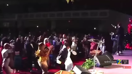 A screenshot of a New Year's Eve service at the dReam Center Church in Atlanat.