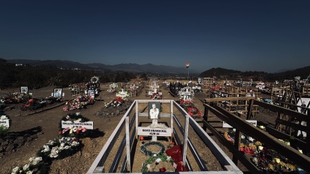 A mass grave in Churachandpur district for Kuki-Zo people killed in an ethnic violence in Manipur state, India.