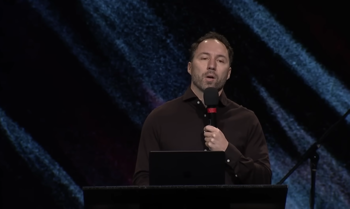 Eric Volz of the David House Agency presents an update on the investigation of misconduct allegations at Forerunner Church on Sunday, Jan. 14, 2023.