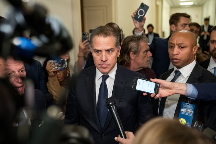 Hunter Biden, son of U.S. President Joe Biden, departs a House Oversight Committee meeting at Capitol Hill on January 10, 2024, in Washington, D.C. The committee is meeting today as it considers citing him for Contempt of Congress. 