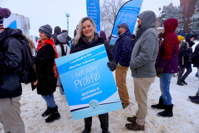 Kate MacLellan, a former abortion worker turned pro-life activist, participates in the annual March For Life on Jan. 19, 2024, in Washington, D.C.