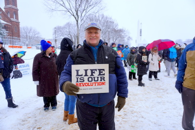 Pro-life demonstrator John Pitts participates in the annual March For Life in Washington, DC, Jan. 19, 2024.
