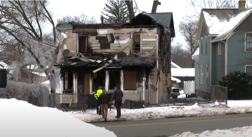 The destroyed house at 222 North LaPorte Ave. in South Bend, Indiana.