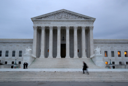 A man walks up the steps of the U.S. Supreme Court on January 31, 2017, in Washington, D.C. Later today President Donald Trump is expected to announce his Supreme Court nominee to replace Associate Justice Antonin Scalia who passed away last year.