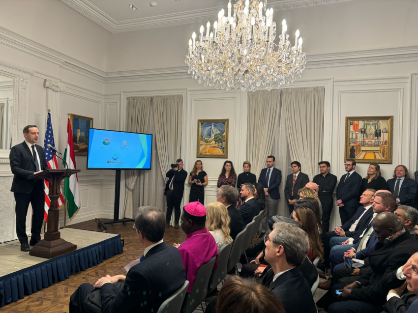 Tristan Azbej, the Hungarian Secretary of State for the Aid of Persecuted Christians and the Hungary Helps Program, speaks at The Welcome Reception kicking off the annual IRF Summit in Washington, D.C. on Jan. 29, 2024.