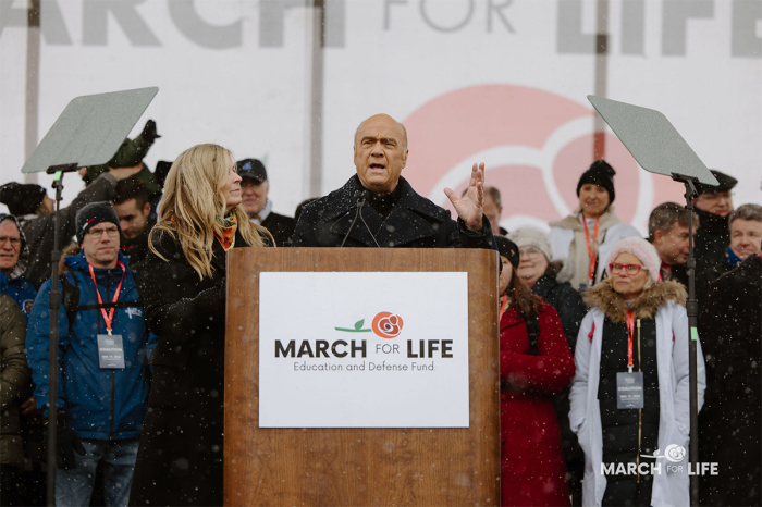 Pastor Greg Laurie of Harvest Christian Fellowship speaks at the 51st annual March for Life in Washington, D.C., on January 19, 2024. 