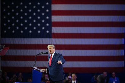 Former U.S. President and 2024 presidential hopeful Donald Trump speaks during the annual Conservative Political Action Conference (CPAC) meeting on February 24, 2024, in National Harbor, Maryland. 