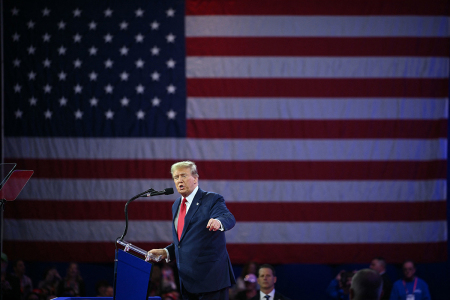 Former U.S. President and 2024 presidential hopeful Donald Trump speaks during the annual Conservative Political Action Conference (CPAC) meeting on February 24, 2024, in National Harbor, Maryland.