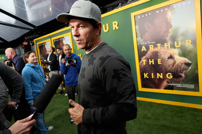 Mark Wahlberg attends a Los Angeles special screening and adoption event for Lionsgate's 'Arthur The King' at AMC Century City 15 on February 19, 2024, in Los Angeles, California.