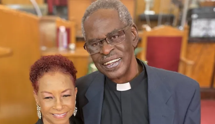Pastor Clemmie Livingston Jr., (R) and his wife Gwendoline (L)