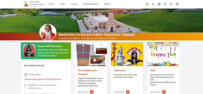 The nearby Rejoice Lutheran Church and surrounding homes have been Photoshopped from the header image on the homepage of the Karya Siddhi Hanuman Temple.