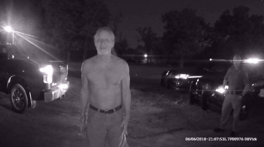 A screenshot of Kevin Prosch's arrest by the Tahlequah Police Department on June 6, 2018.