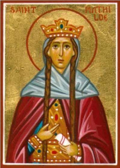 St. Matilda (circa 892 - 968), a German queen known for building multiple convents and monasteries. 