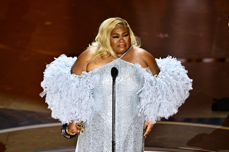 US actress Da'Vine Joy Randolph accepts the award for Best Actress in a Supporting Role