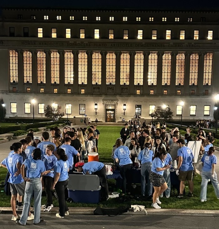 The student group Christian Union holding an event at Columbia University in 2023. 