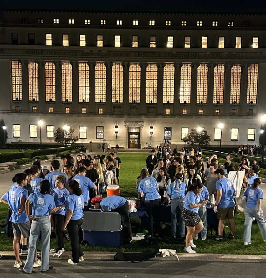 The student group Christian Union holding an event at Columbia University in 2023.