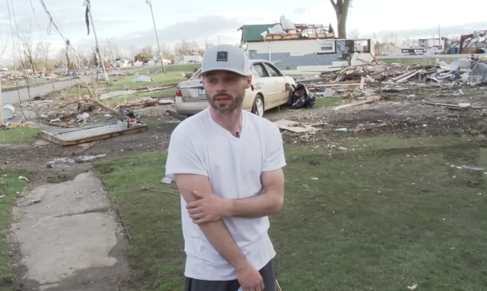 Blaine Schmitt of Lakeview, Ohio, is thanking God for sparing his life after a deadly tornado ripped through his home on March 14, 2024.