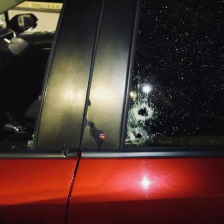 The bullet-damaged car of the man Pastor Samuel Pasillas allegedly hired hitmen to kill.