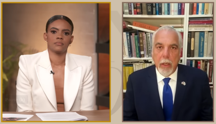 Candace Owens and Rabbi Michael Barclay in a screenshot from a March 18, 2024, podcast.