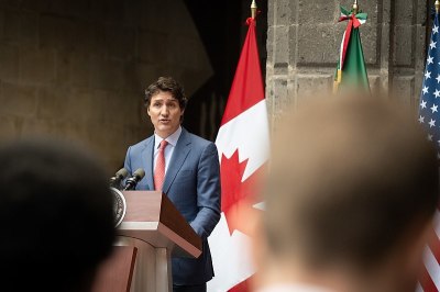 Canada Prime Minister Justin Trudeau speaks at the 2023 North American Leaders’ Summit held in Mexico City, Mexico, in January 2023.
