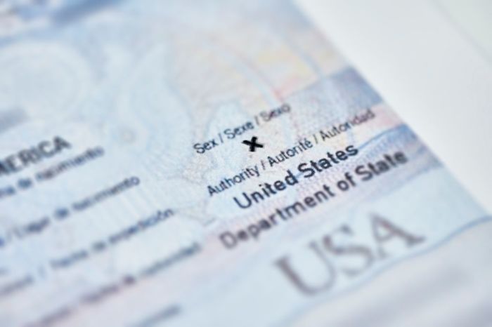 A United States passport is marked with a nonbinary gender X option. 